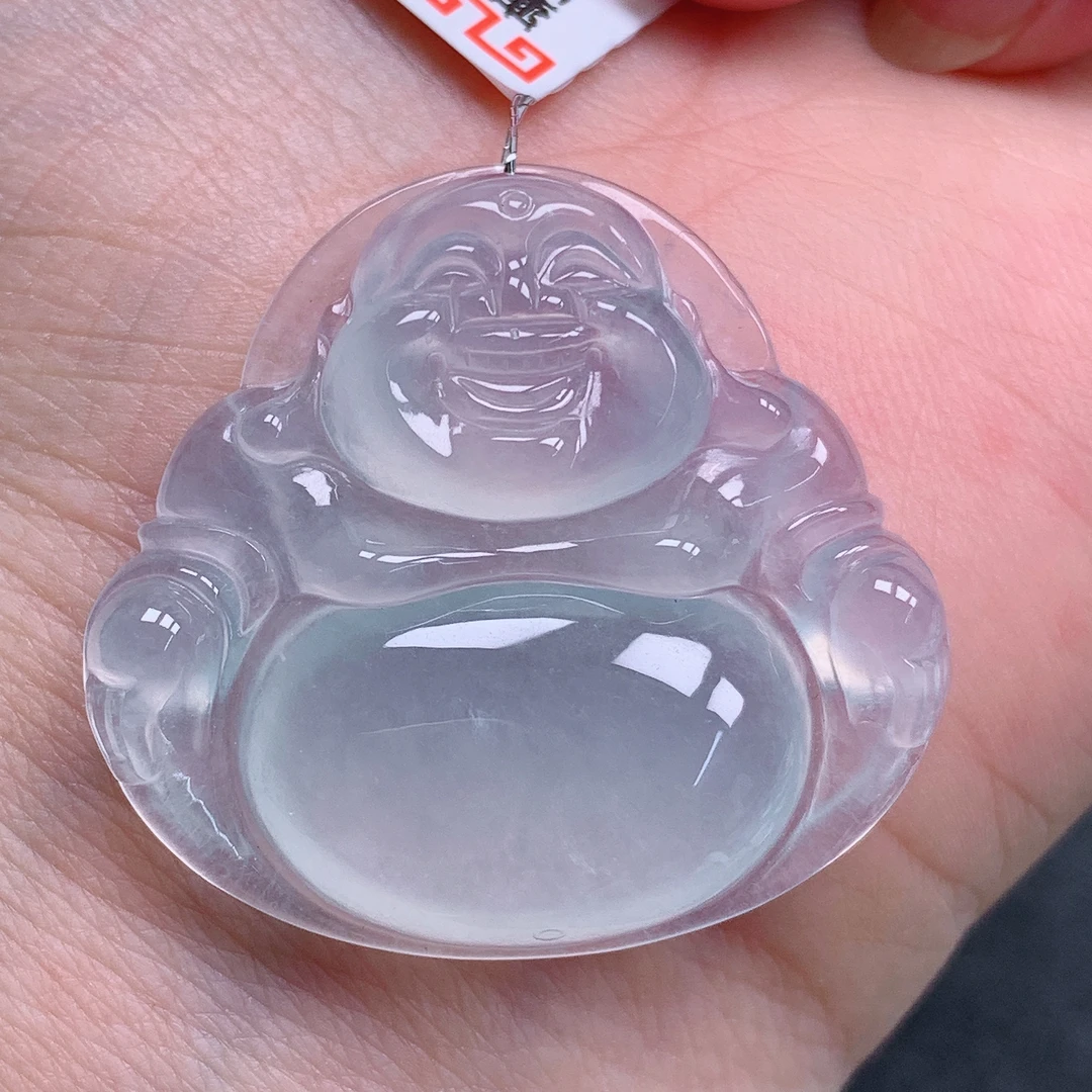 天然缅甸翡翠A货高冰种佛公气质精美尺寸30.9*33.4*6.1 388