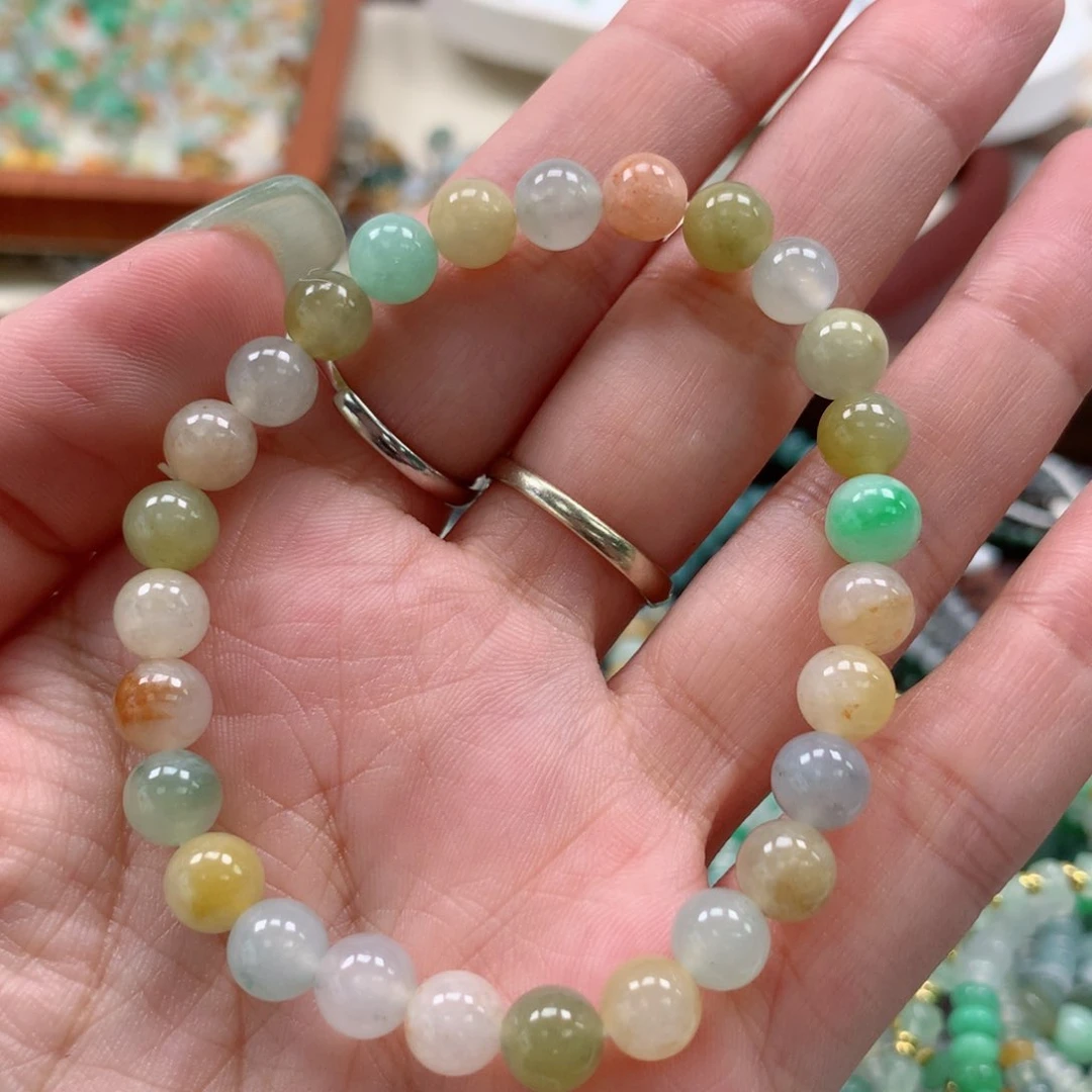 散珠翡翠圆珠手串