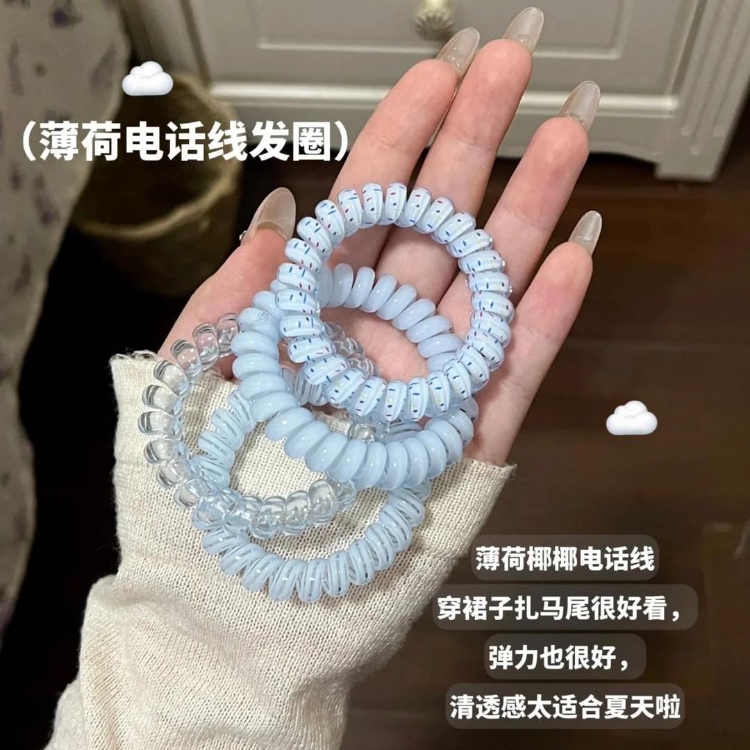 网红爆款高颜值耐用葡萄椰椰电话线发圈手链洋气发绳可爱减龄头绳