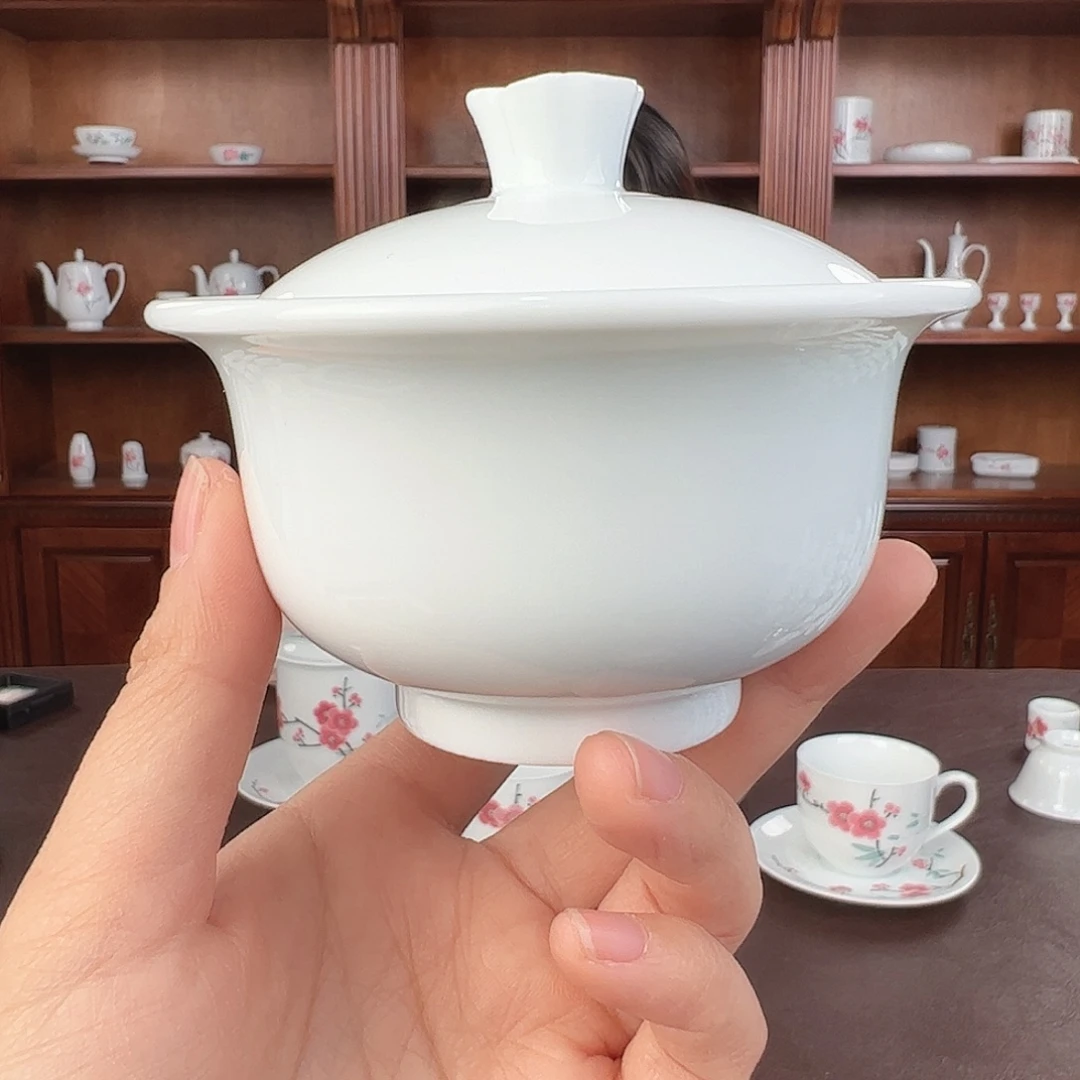 瓷柴窑素胎两才盖碗