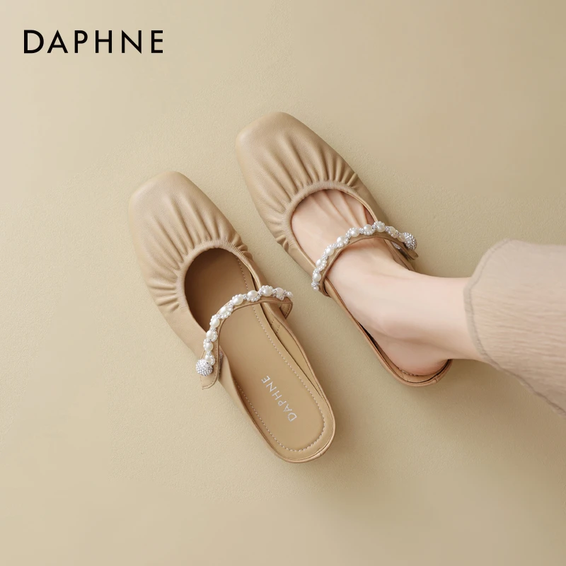 达芙妮包头拖鞋女外穿2025新款秋季一脚蹬懒人休闲穆勒鞋半托单鞋