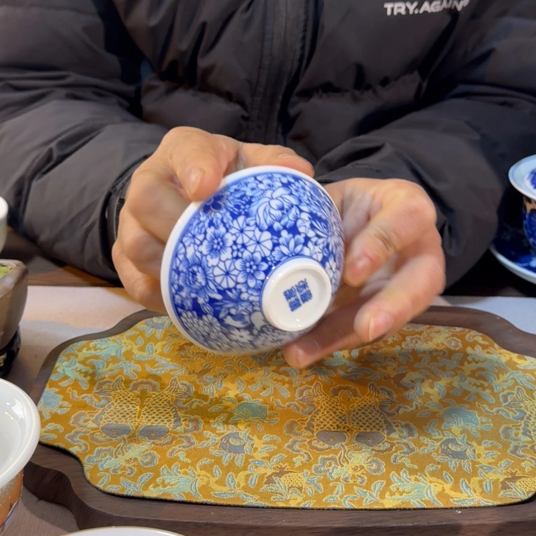 其他陶青花万花斗笠杯