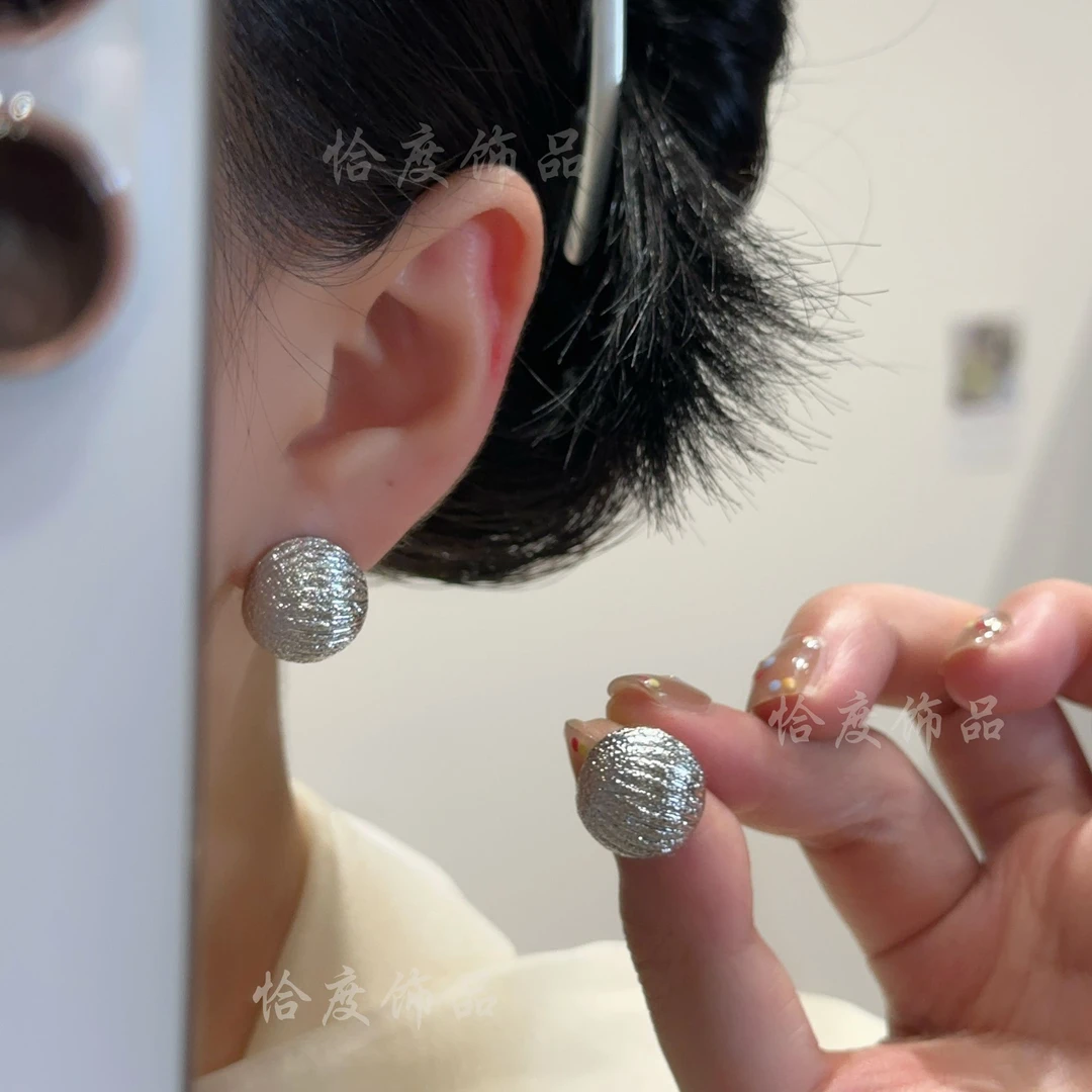 【恰度】冷淡风金属纹理复古耳钉大气高级