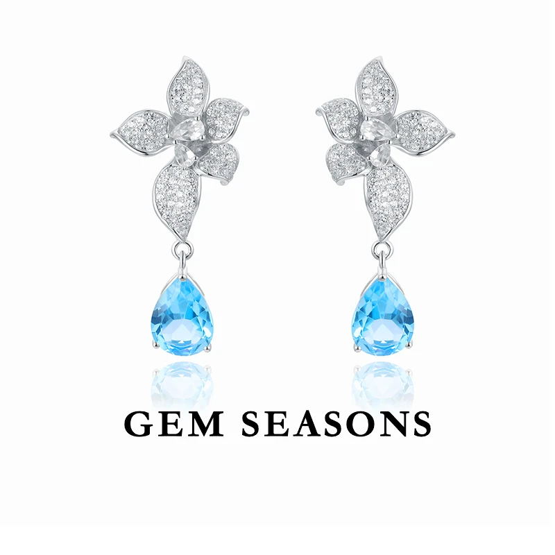 GEM SEASONS天然托帕石耳坠 牵牛花设计师款小众个性时尚奢华耳饰