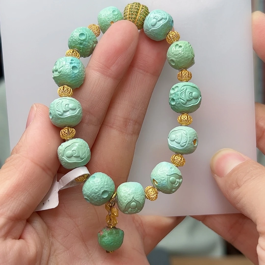 绿松石珠宝奇石18K金镶嵌