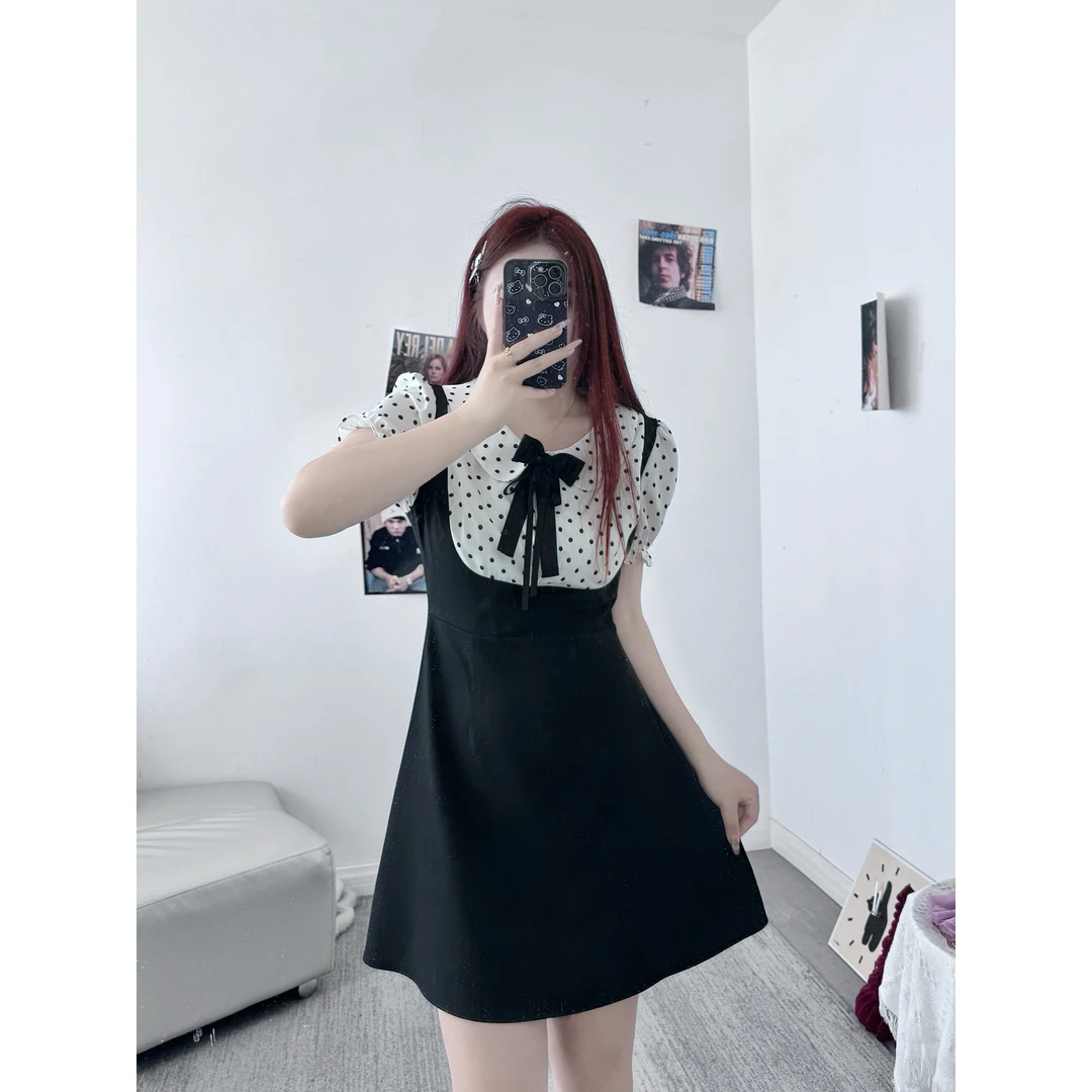 福利 我是你的cc阿 琉璃碎梦~胖mm学院风短裙女显瘦假两件连衣裙