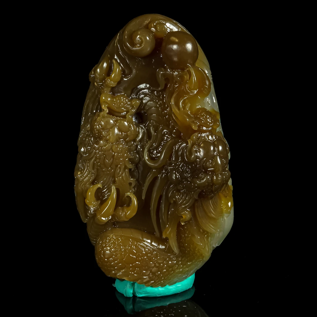 LOT.041和田玉双龙纹手把件/X1905