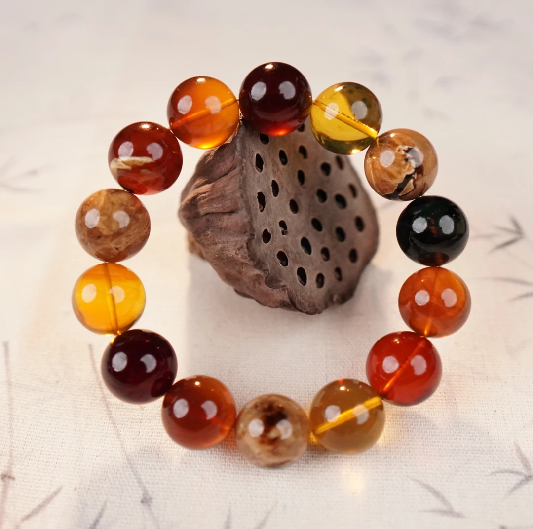 【亿景珠宝】16+天然琥珀多宝手串血珀蓝珀灵草珀根珀溶洞珀星际蓝