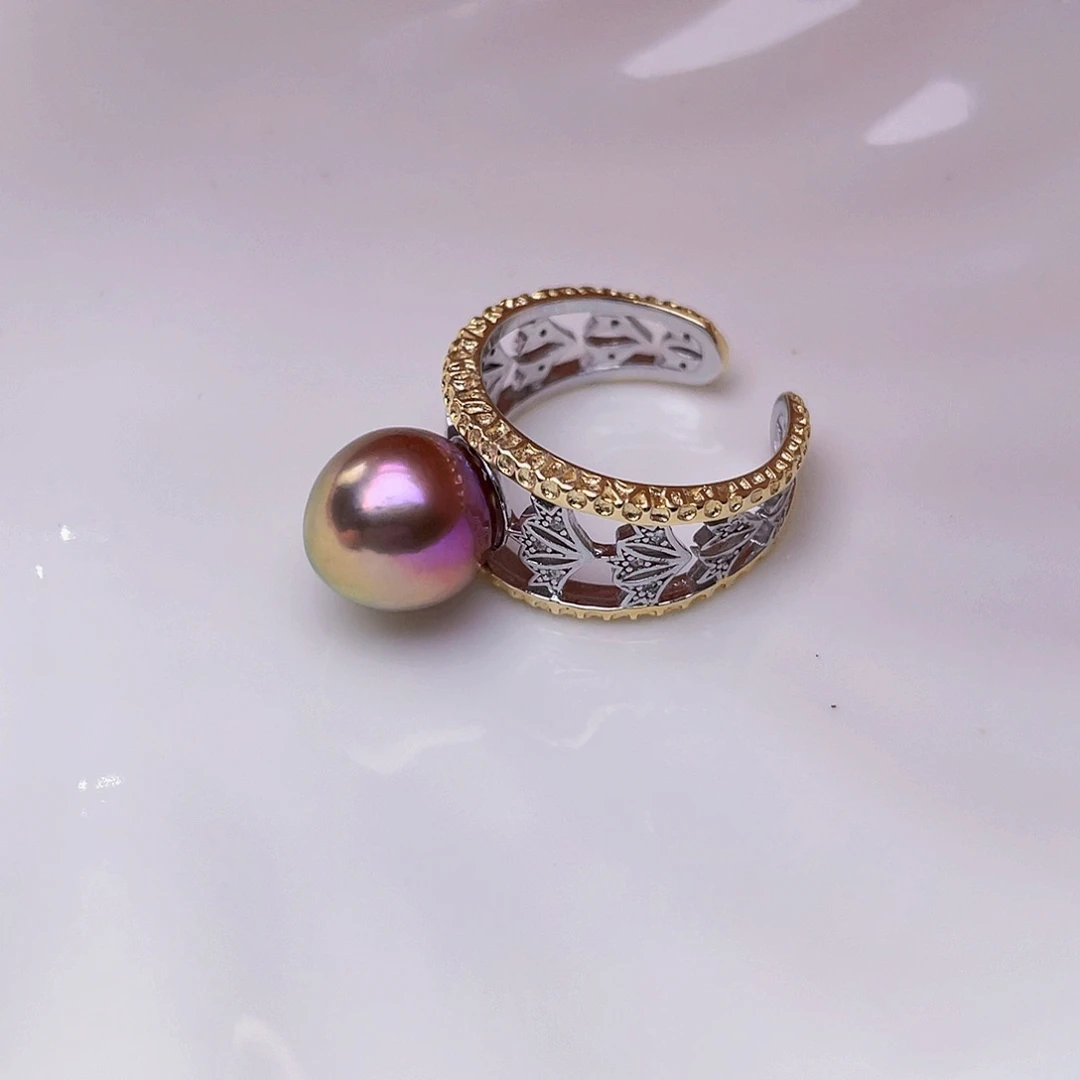 淡水珍珠戒指银S925镶嵌西