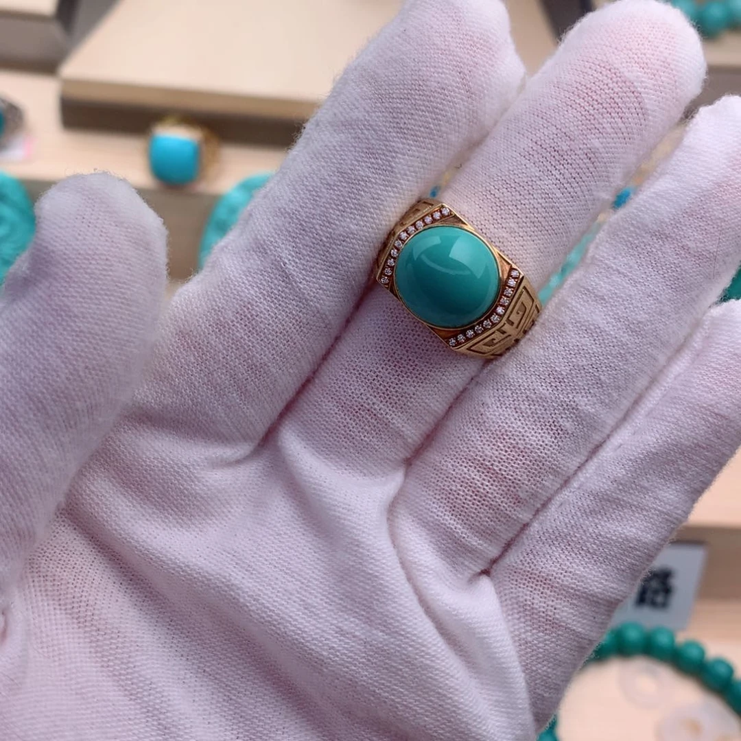 绿松石珠宝奇石18K金镶嵌