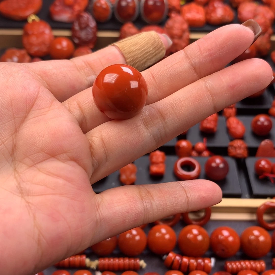 未镶嵌圆珠单珠18mm南红玛瑙