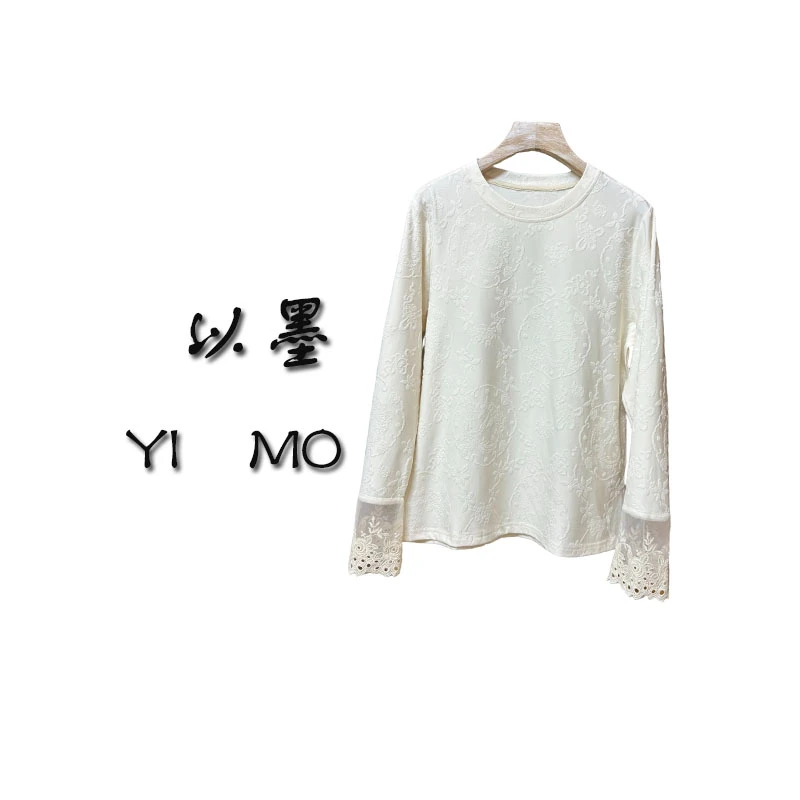 春季新中式针织衫女宽松高弹力打底衫上衣女时尚百搭圆领长袖t恤