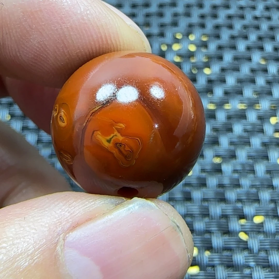 玛瑙/玉髓吊坠9K金镶嵌石*