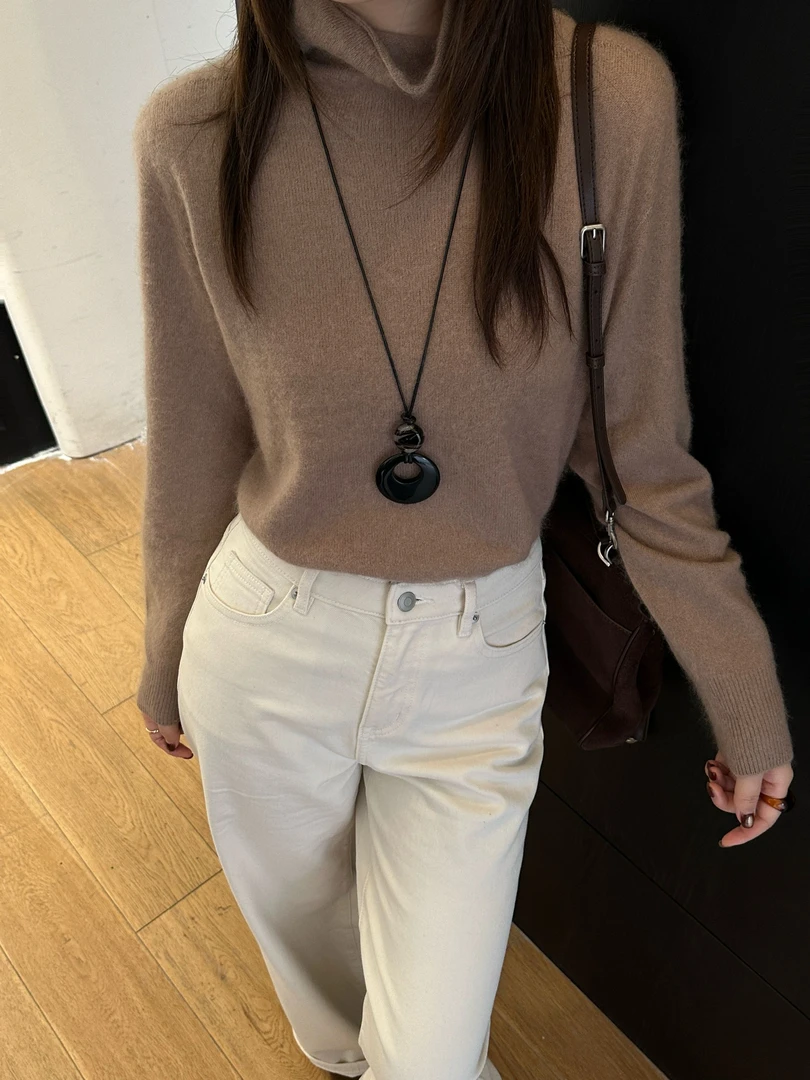 R123520W【100羊毛】羊毛高领常规款保暖显瘦厚款衫针织打底衫