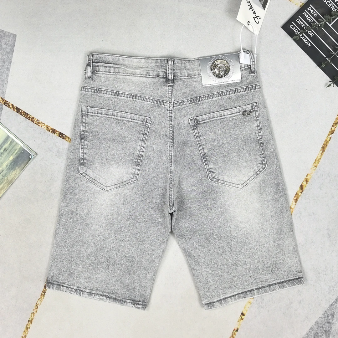 高品质夏季薄款浅灰色修身牛仔短裤男2025新款潮牌净版弹力五分裤