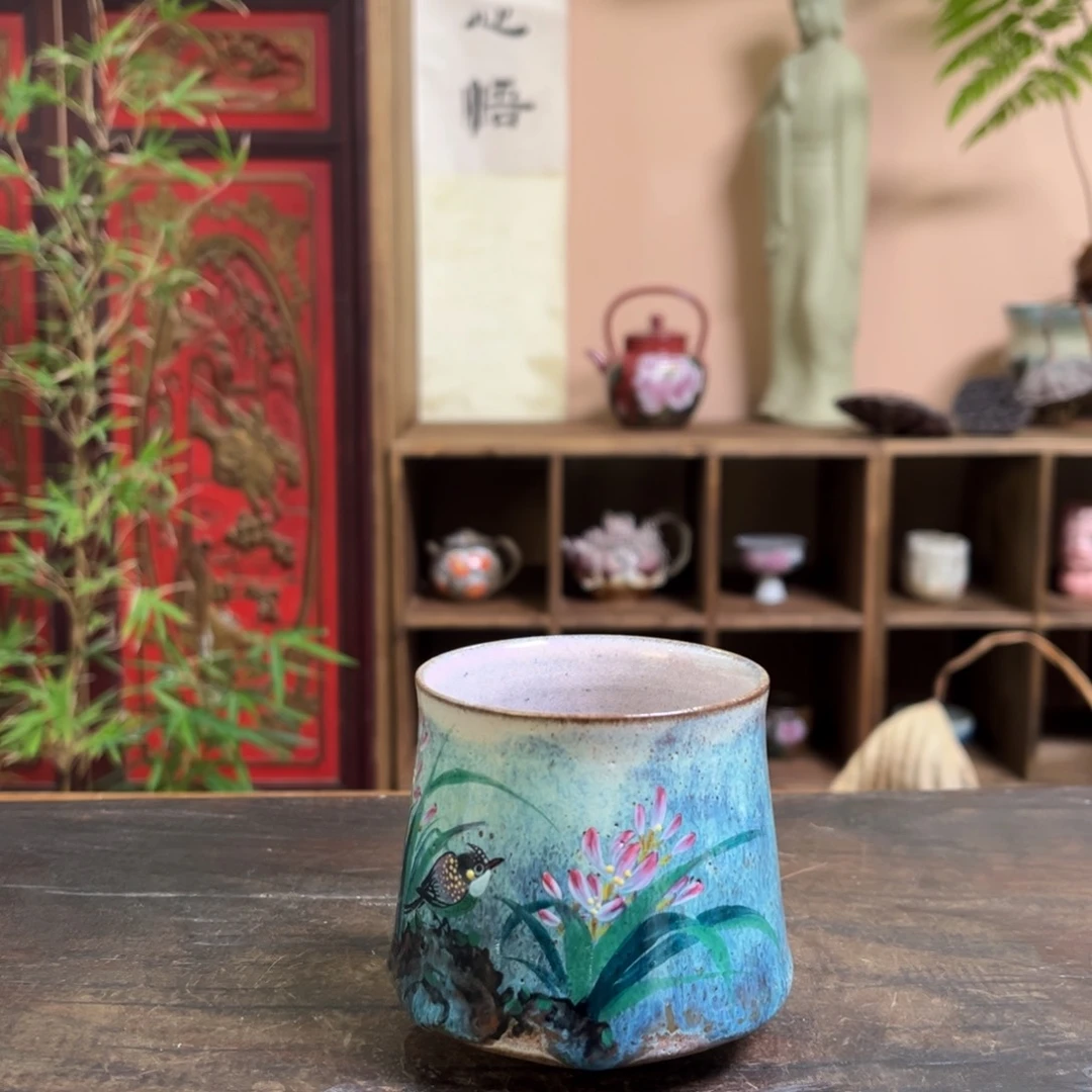 杯柴烧手工手绘陶瓷