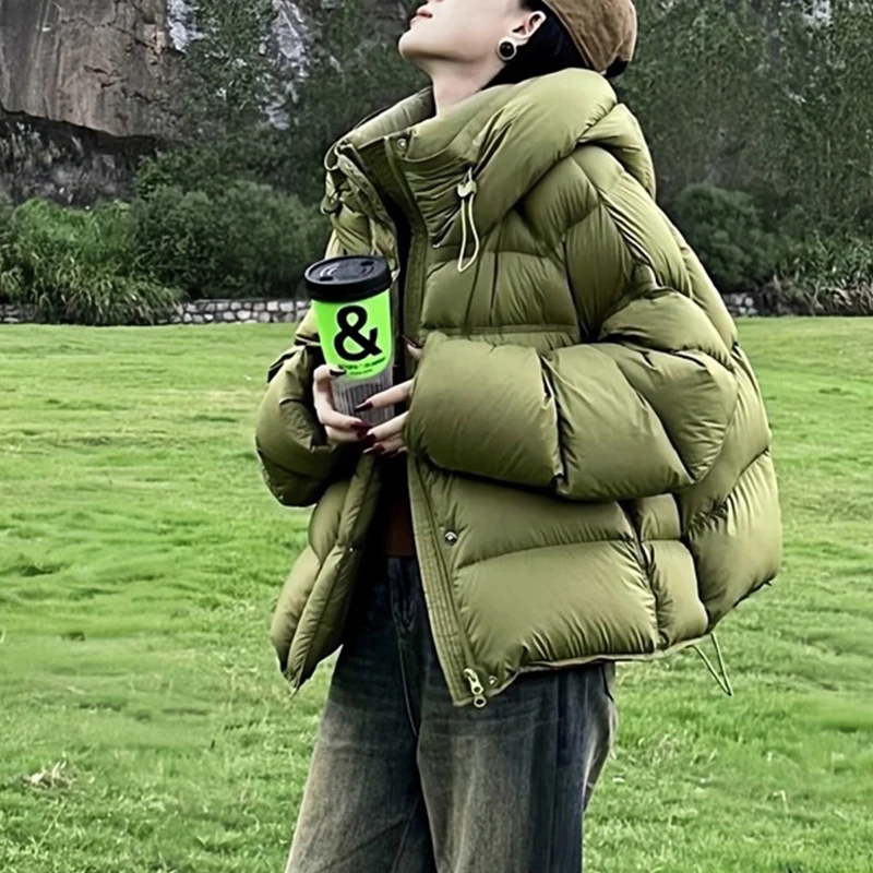 短款上衣女小个子2025冬季新款棉服泡芙龟背绿色面包服外套潮流