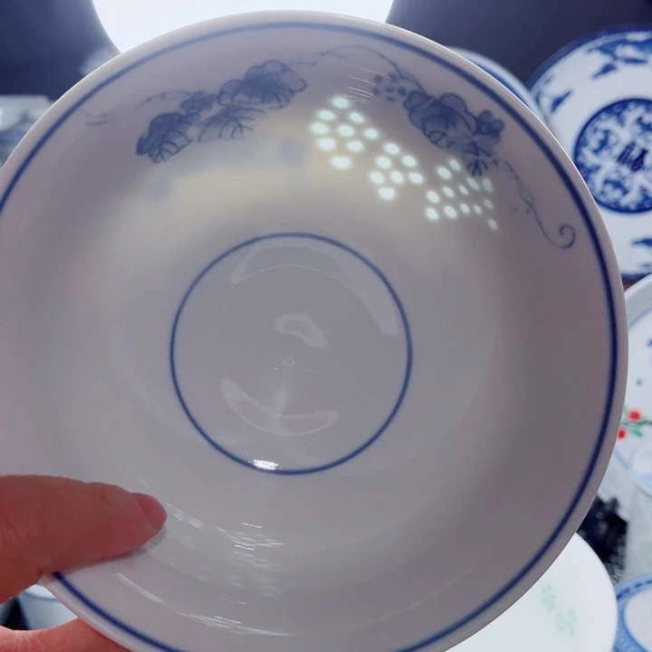 青花玲珑6寸面碗葡萄