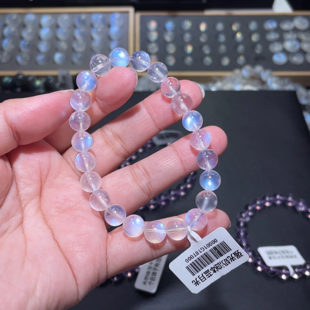 云***长石未镶嵌手链蓝月光手链8mm