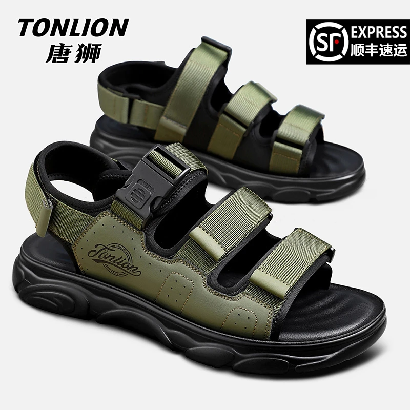 唐狮2025夏季新款凉鞋外穿休闲魔术贴拖鞋软底潮流运动沙滩鞋8107