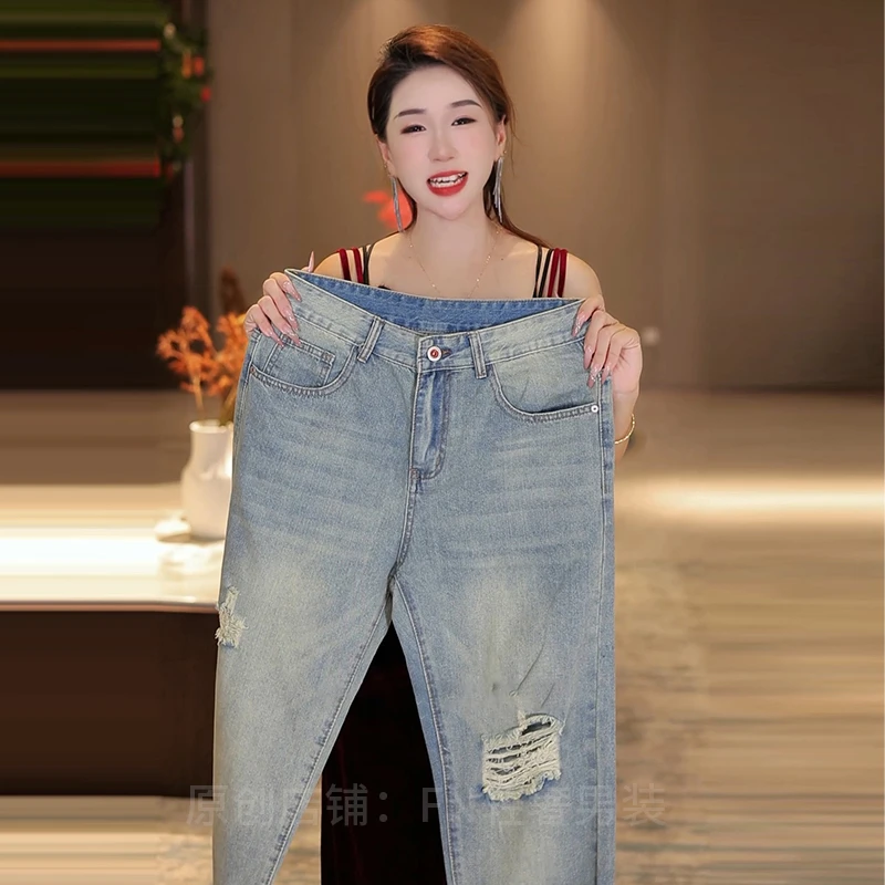 2025秋季新款男士牛仔裤时尚破洞休闲百搭微锥小直筒宽松男款