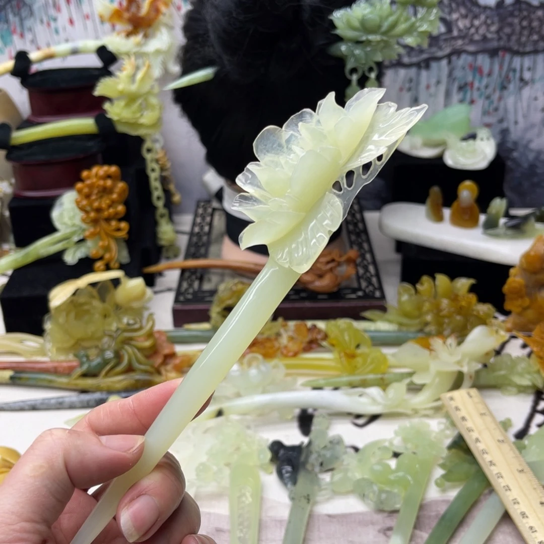 【闪购商品】蛇纹石玉发饰合金