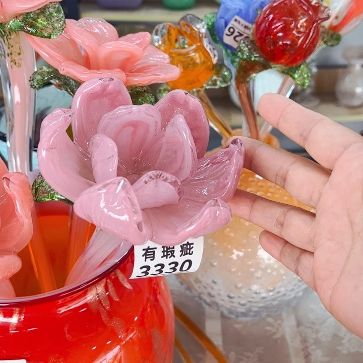 琉璃3330 花瓶摆件家悦长40瑕内裂