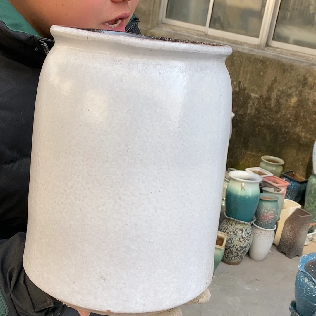 紫砂花盆瑕疵口17高26瑕疵