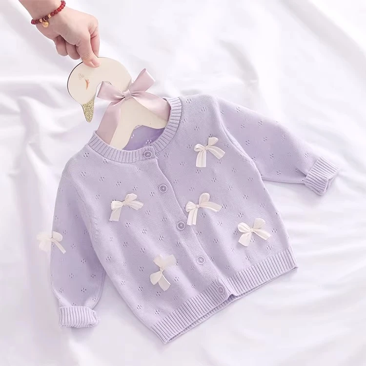 童装春秋装女童蝴蝶结毛衣外套婴儿百搭针织衫儿童女宝宝开衫公主