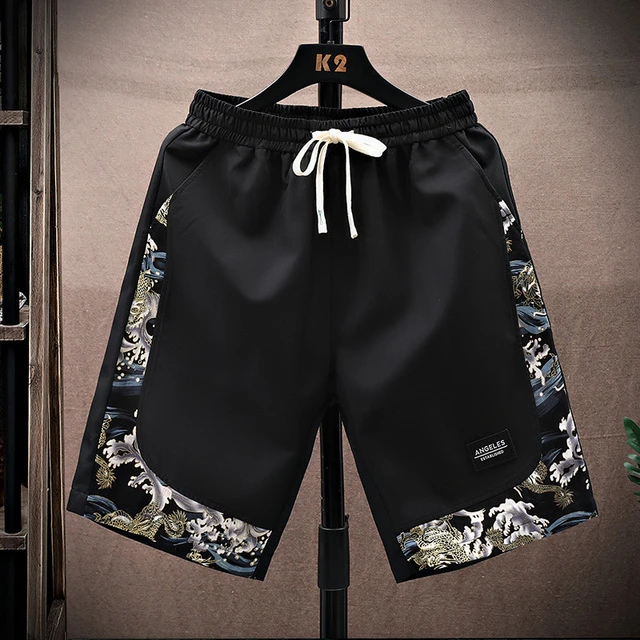 国潮印花运动短裤男士夏季潮流外穿中国风宽松百搭大码休闲五分裤