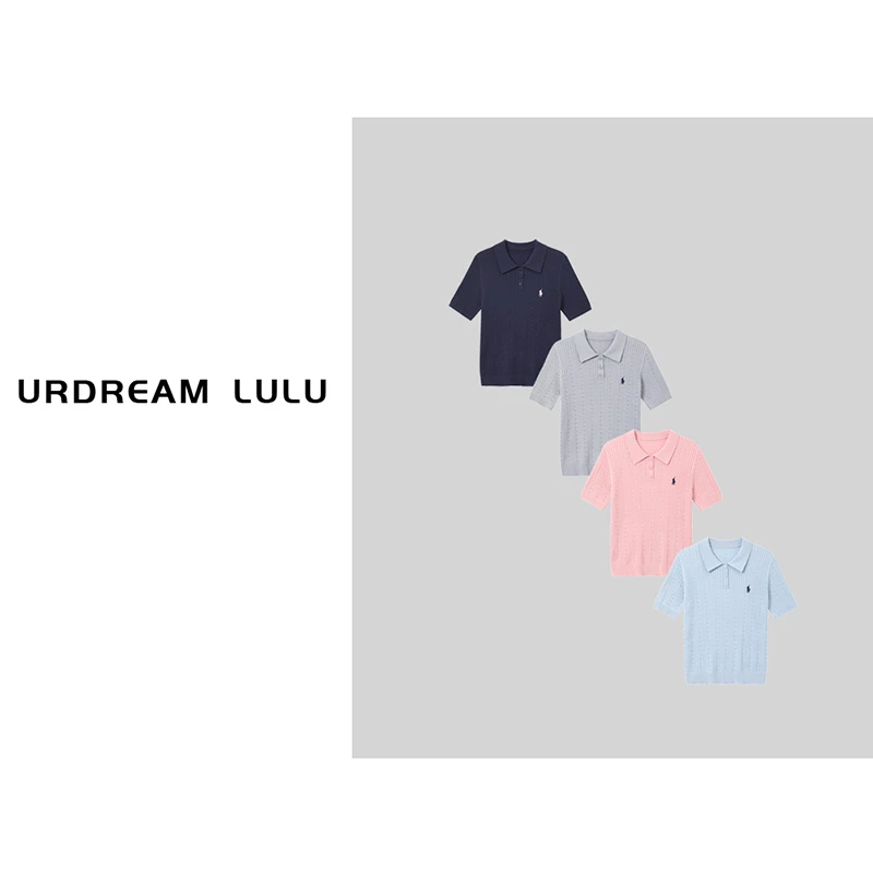 [暮云归] 莱赛尔醋酸Polo领小马刺绣T恤女休闲亲肤针织短袖-P5086