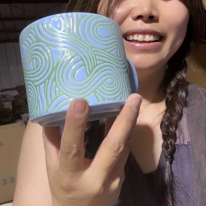 外贸尾单高温陶瓷微瑕浮雕圈圈马克杯