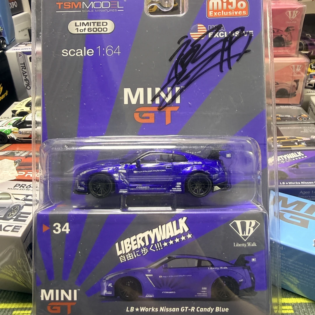 Minigt34号美系挂卡糖果蓝r35（限量6000）带加藤渡签名，全新正品