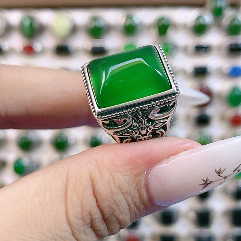 【闪购商品】玛瑙/玉髓戒指银S925镶嵌淄****饼