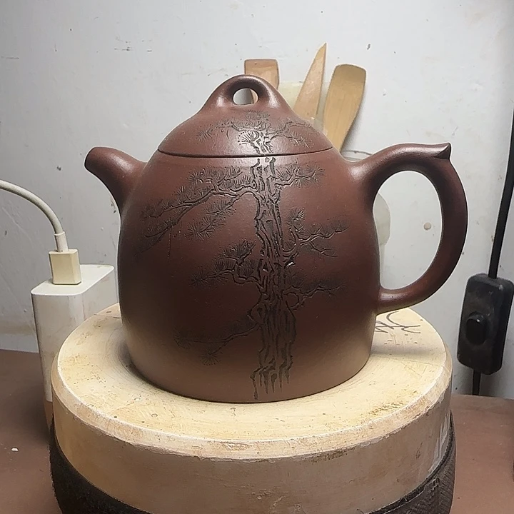 茶壶紫砂全手工制作 加全手工刻绘