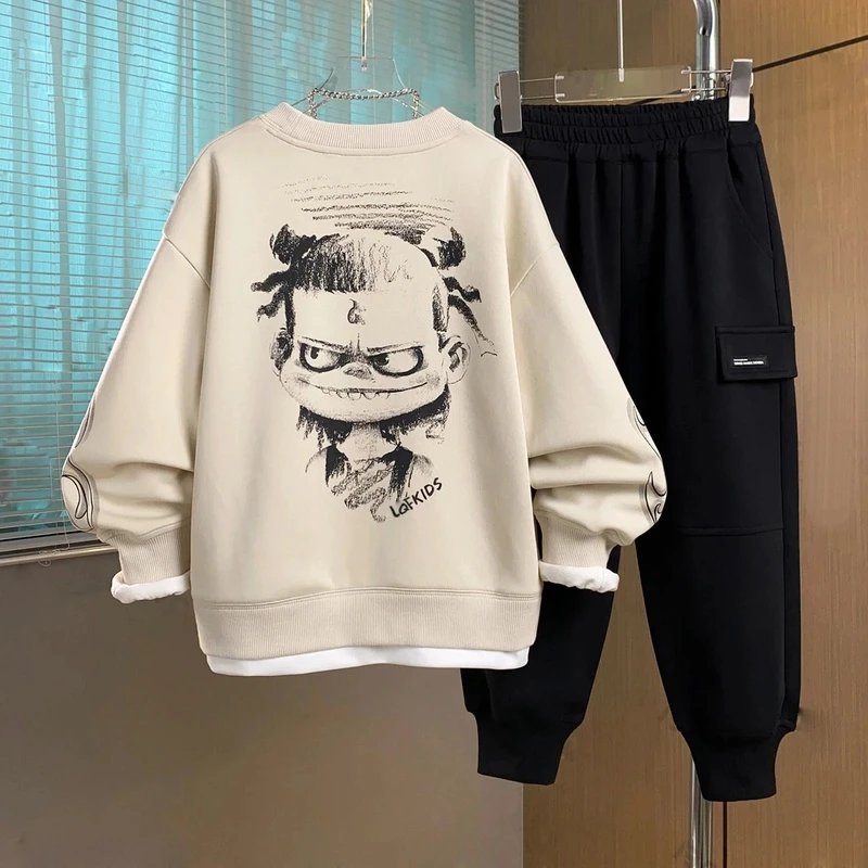 【新款哪吒套装】童装2025字母春秋款儿童套装男女童运动长款外穿CW