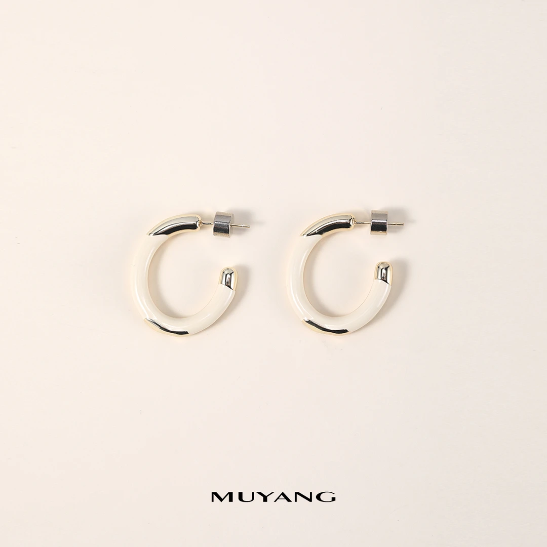 muyang/慕阳 铜合金耳饰 气质时尚百搭圈圈个性简约奶油圈耳钉