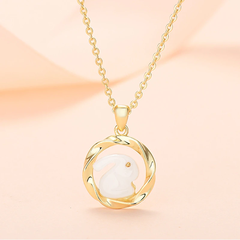 奢卡丹 合金陶瓷吊坠 莫比乌斯环玉兔项链礼物送女友小兔子吊坠