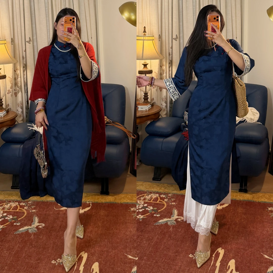 新品!【墨染】秋冬新中式复古少女气质旗袍