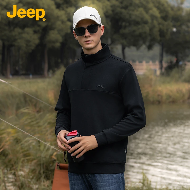 JEEP吉普春秋季高级感半拉链卫衣男潮流休闲百搭宽松舒适上衣服