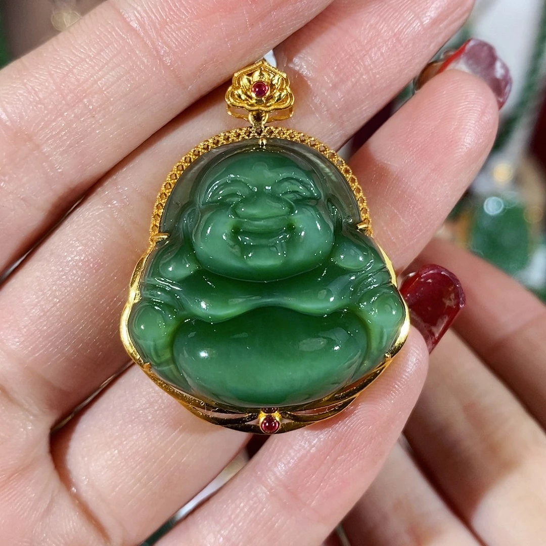 和田玉（碧玉）珠宝首饰18K金镶嵌