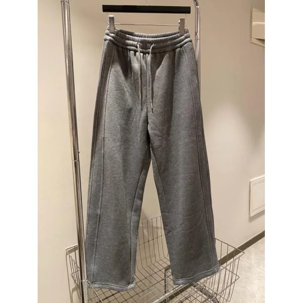 百搭加绒卫裤弯刀休闲裤阔腿宽松灰色6057
