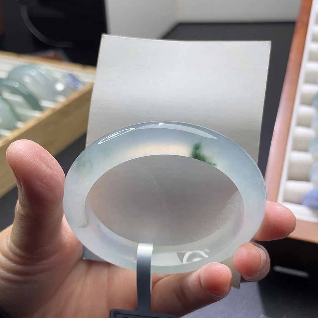 翡翠未镶嵌手镯50.8冰飘花