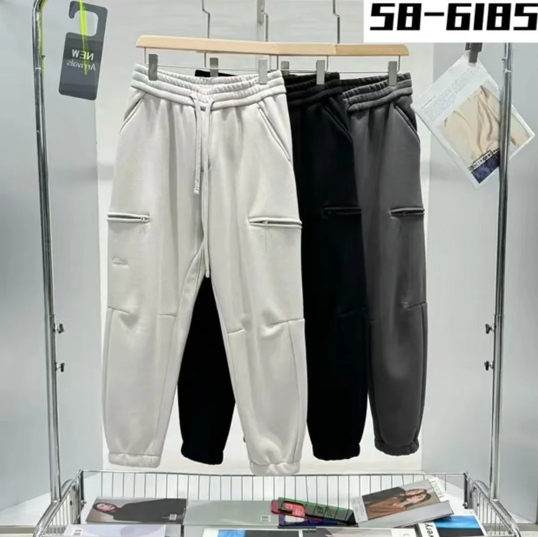 58-6185#【加绒加厚】男士冬季潮流时尚百搭宽松束脚休闲长裤