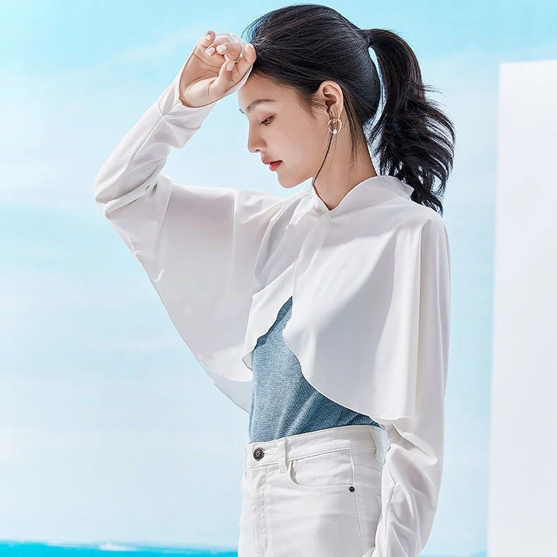 领防晒披肩开车骑行薄款长袖防透气遮阳冰丝披肩外套