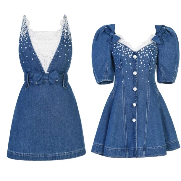 辰辰服饰牛仔重工连衣裙