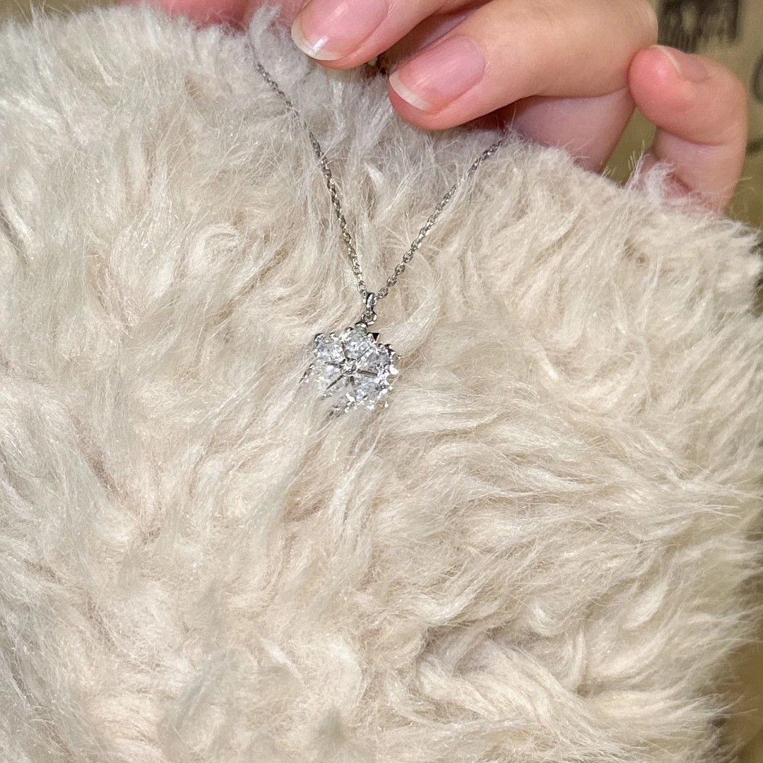 铜合金合成锆石项链 【闪耀雪花】时尚轻奢高级密镶精致女项链A493