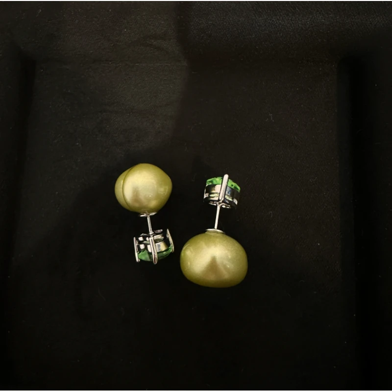 铜合金锆石耳饰 绿色小众百搭小巧耳钉BV21