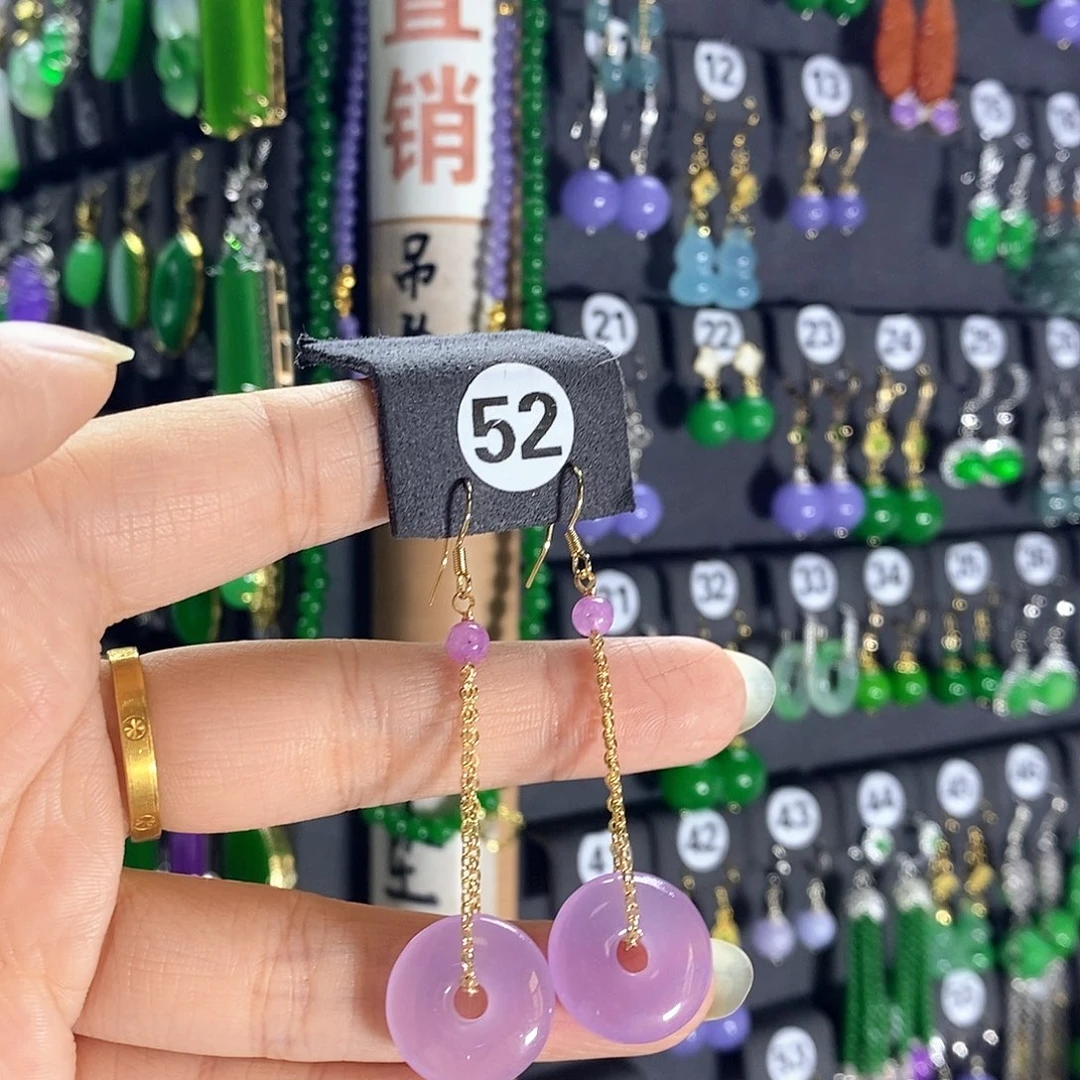银S925镶嵌翡翠耳饰52