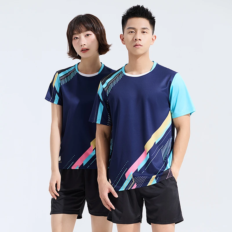 夏季速干透气羽毛球服套装情侣运动短袖T恤短裤比赛综合训练套装